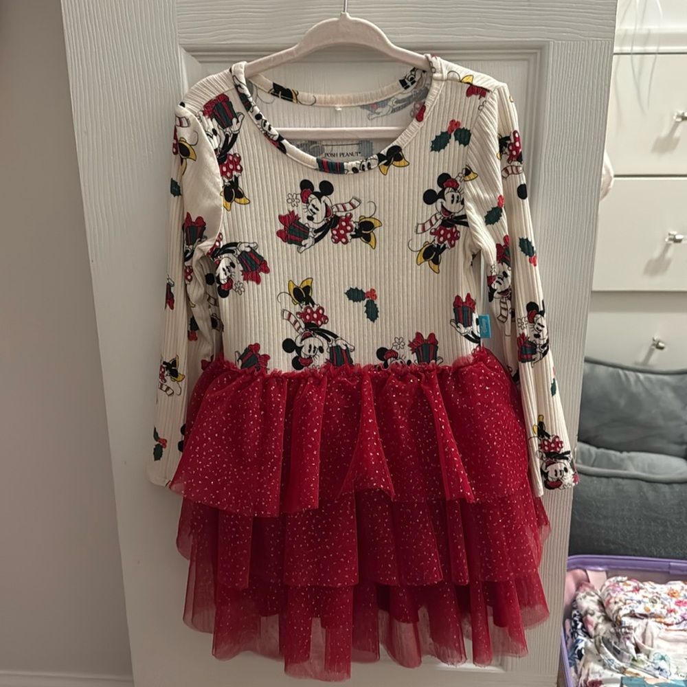 Like New Posh Peanut Disney Mickey & Minnie Mouse Holiday Dress Sz 3-4T
